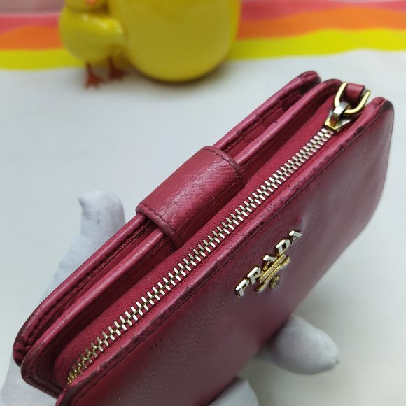 Prada Red Leather Credit Card Bifold Wallet - Picture 9 of 16